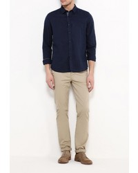 Мужская темно-синяя рубашка с длинным рукавом от Deblasio