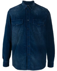Мужская темно-синяя рубашка с длинным рукавом от Diesel