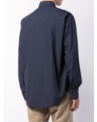 Мужская темно-синяя рубашка с длинным рукавом от Engineered Garments