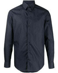 Мужская темно-синяя рубашка с длинным рукавом от Emporio Armani