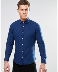 Мужская темно-синяя рубашка с длинным рукавом от Esprit