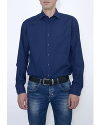 Мужская темно-синяя рубашка с длинным рукавом от Eterna