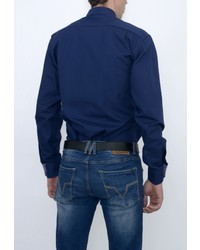 Мужская темно-синяя рубашка с длинным рукавом от Eterna