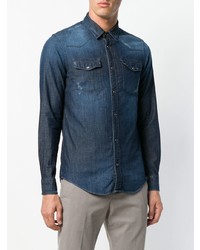 Мужская темно-синяя рубашка с длинным рукавом от Dondup