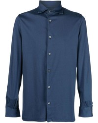 Мужская темно-синяя рубашка с длинным рукавом от Fedeli