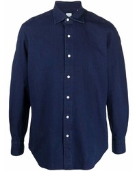 Мужская темно-синяя рубашка с длинным рукавом от Finamore 1925 Napoli