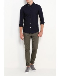 Мужская темно-синяя рубашка с длинным рукавом от Frank NY