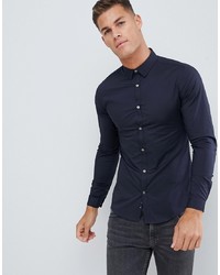 Мужская темно-синяя рубашка с длинным рукавом от French Connection