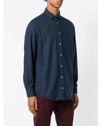Мужская темно-синяя рубашка с длинным рукавом от Massimo Alba