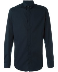 Мужская темно-синяя рубашка с длинным рукавом от Giorgio Armani