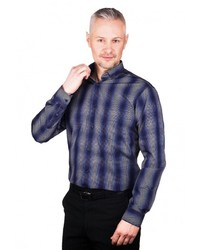 Мужская темно-синяя рубашка с длинным рукавом от GREG