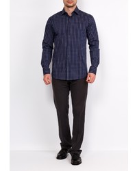 Мужская темно-синяя рубашка с длинным рукавом от GREG