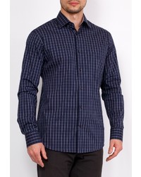 Мужская темно-синяя рубашка с длинным рукавом от GREG
