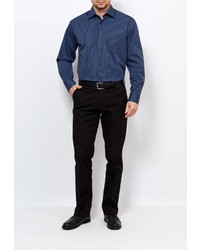 Мужская темно-синяя рубашка с длинным рукавом от GREG