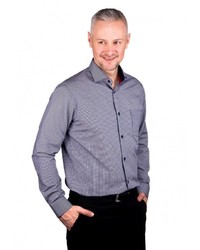 Мужская темно-синяя рубашка с длинным рукавом от GREG