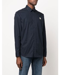 Мужская темно-синяя рубашка с длинным рукавом от Karl Lagerfeld