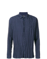 Мужская темно-синяя рубашка с длинным рукавом от Issey Miyake Men