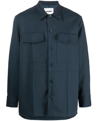 Мужская темно-синяя рубашка с длинным рукавом от Jil Sander