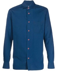 Мужская темно-синяя рубашка с длинным рукавом от Kiton