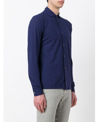 Мужская темно-синяя рубашка с длинным рукавом от Zanone