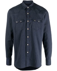 Мужская темно-синяя рубашка с длинным рукавом от Lardini