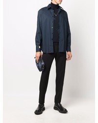 Мужская темно-синяя рубашка с длинным рукавом от Billionaire