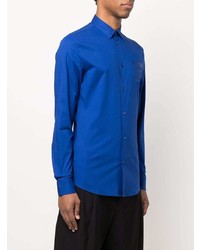 Мужская темно-синяя рубашка с длинным рукавом от Moschino