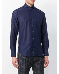 Мужская темно-синяя рубашка с длинным рукавом от Canali