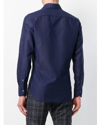 Мужская темно-синяя рубашка с длинным рукавом от Canali
