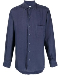 Мужская темно-синяя рубашка с длинным рукавом от Loro Piana