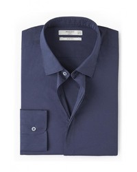 Мужская темно-синяя рубашка с длинным рукавом от Mango Man