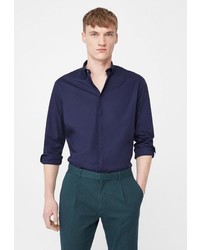 Мужская темно-синяя рубашка с длинным рукавом от Mango Man