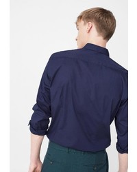 Мужская темно-синяя рубашка с длинным рукавом от Mango Man