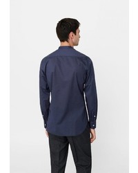 Мужская темно-синяя рубашка с длинным рукавом от Mango Man