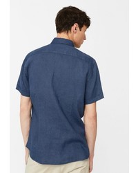 Мужская темно-синяя рубашка с длинным рукавом от Mango Man