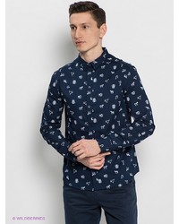 Мужская темно-синяя рубашка с длинным рукавом от (+) People