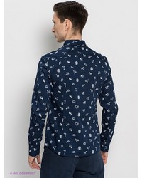 Мужская темно-синяя рубашка с длинным рукавом от (+) People