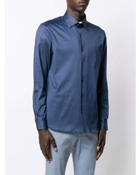 Мужская темно-синяя рубашка с длинным рукавом от Corneliani