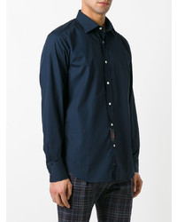 Мужская темно-синяя рубашка с длинным рукавом от Mp Massimo Piombo