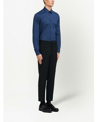 Мужская темно-синяя рубашка с длинным рукавом от Prada
