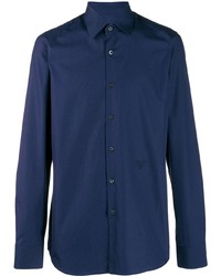Мужская темно-синяя рубашка с длинным рукавом от Prada
