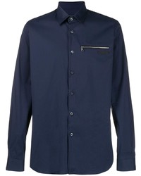 Мужская темно-синяя рубашка с длинным рукавом от Prada