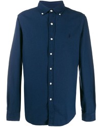 Мужская темно-синяя рубашка с длинным рукавом от Ralph Lauren