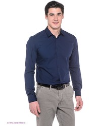 Мужская темно-синяя рубашка с длинным рукавом от s.Oliver