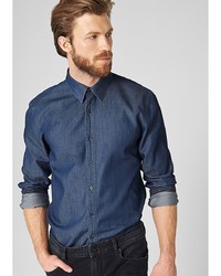 Мужская темно-синяя рубашка с длинным рукавом от s.Oliver