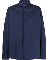 Мужская темно-синяя рубашка с длинным рукавом от Salvatore Piccolo