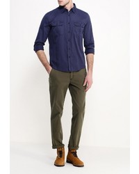 Мужская темно-синяя рубашка с длинным рукавом от Sela