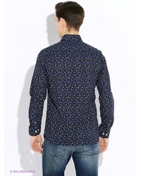 Мужская темно-синяя рубашка с длинным рукавом от Selected