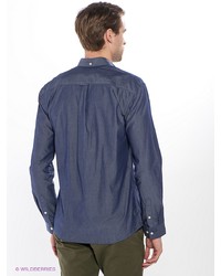 Мужская темно-синяя рубашка с длинным рукавом от Selected