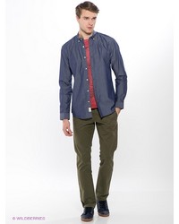 Мужская темно-синяя рубашка с длинным рукавом от Selected